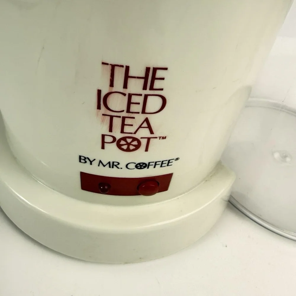 Vintage Mr. Coffee The Iced Tea Pot Maker Model TM1 White Red 2 Quart Pitcher